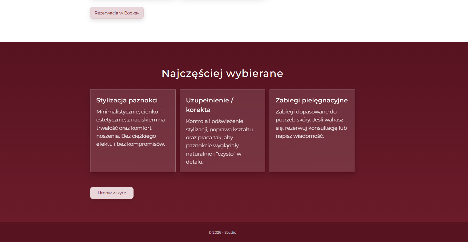 Widok mobilny strony